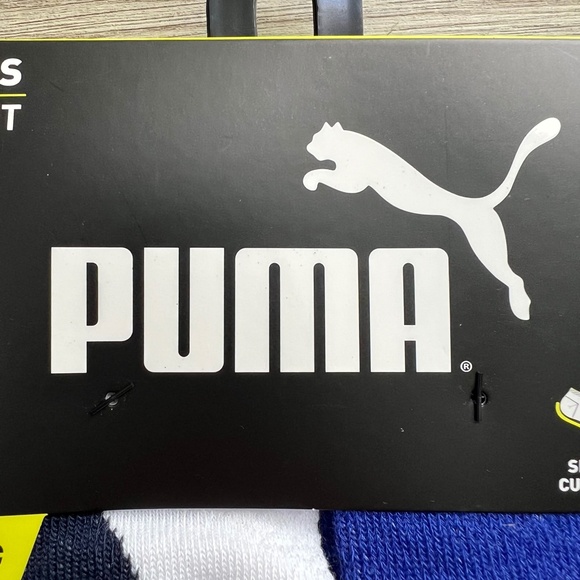 6 Pair Puma Men Training-style Low Cut Socks White-Blue Large Sock 10-13 - Picture 3 of 6